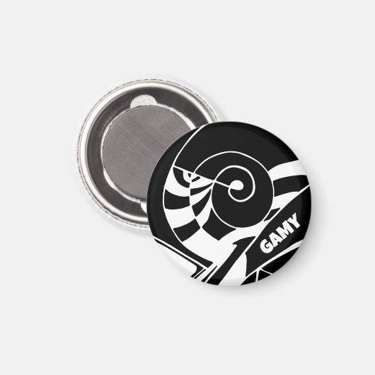 GAMY Black Logo Magnet rund マグネット (正面/裏面)
