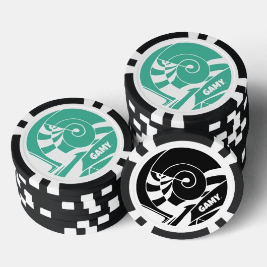 GAMY® Green and Black Logo ポーカーチップ (積み重ね)