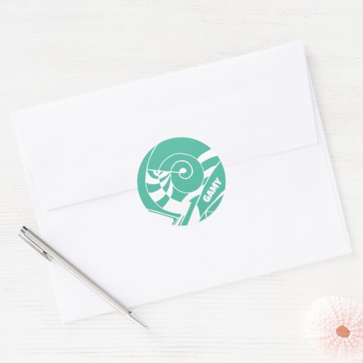 GAMY Green Logo Aufkleber ラウンドシール (封筒)
