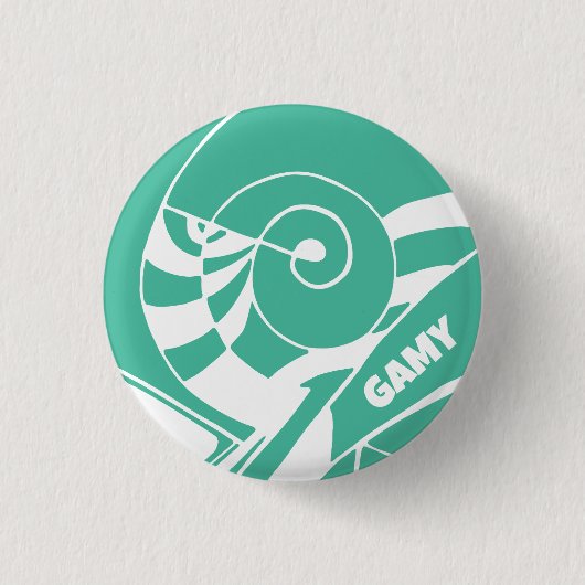 GAMY Green Logo Button rund 缶バッジ (正面)