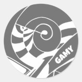 GAMY Grey Logo Aufkleber ラウンドシール (正面)