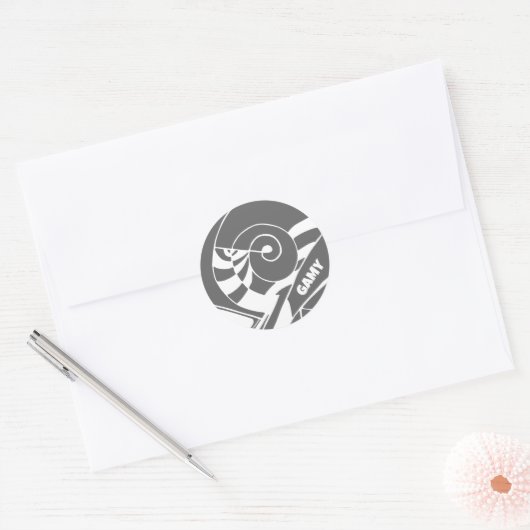 GAMY Grey Logo Aufkleber ラウンドシール (封筒)