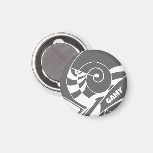 GAMY Grey Logo Magnet rund マグネット (正面/裏面)