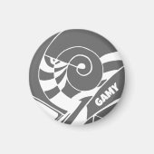 GAMY Grey Logo Magnet rund マグネット (正面)