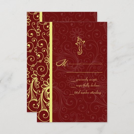 GanapatiウェディングRSVPカード 出欠カード (正面/裏面)