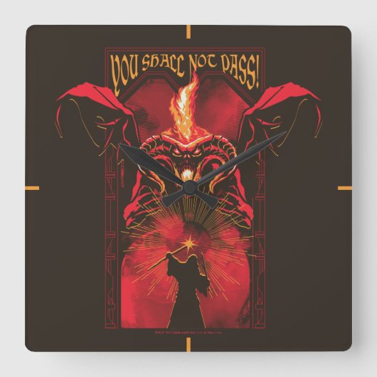 GANDALF™ Vs Balrog "You Shall Not Pass" Graphic スクエア壁時計 (正面)