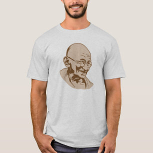 gandhiのインドのレトロのポートレートのステンシル tシャツ