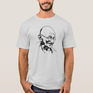 gandhiのインドのレトロのポートレートのステンシル tシャツ