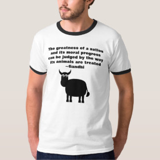 Gandhiの動物権は黒いBullを引用します Tシャツ