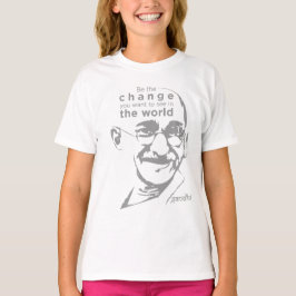 Gandhiの変更世界の白 Tシャツ