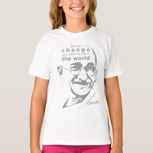 Gandhiの変更世界の白 Tシャツ (正面)