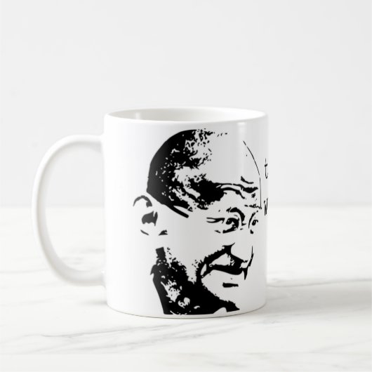 Gandhiの引用文のコーヒー・マグ コーヒーマグカップ (左)