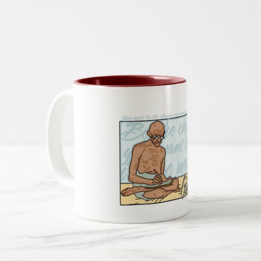 Gandhiは変更の引用文です ツートーンマグカップ (正面左)