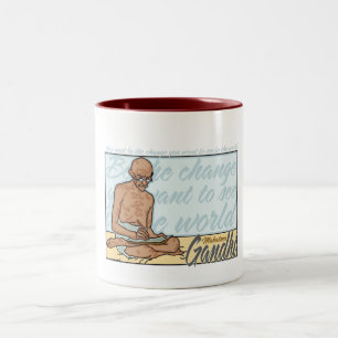 Gandhiは変更の引用文です ツートーンマグカップ