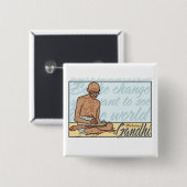 Gandhiは変更の引用文です 缶バッジ (正面&裏面)