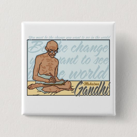 Gandhiは変更の引用文です 缶バッジ (正面)