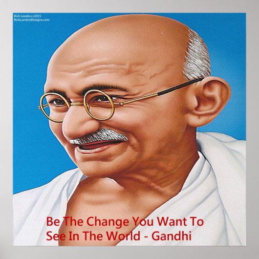 Gandhi & Be The Change引用文 ポスター (正面)