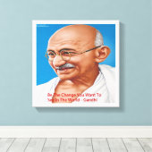 Gandhi & Be The Change引用文Canvas Print キャンバスプリント (インサイチュ (ウッドフロア))