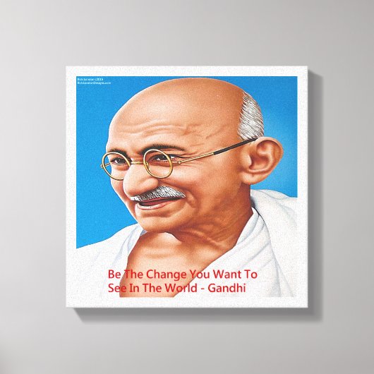 Gandhi & Be The Change引用文Canvas Print キャンバスプリント (正面)