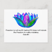 Gandhi Freedom引用文とLotus Blossom写真 ポストカード (正面)