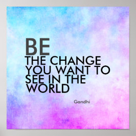 Gandhi quote be the change blue and purple ポスター