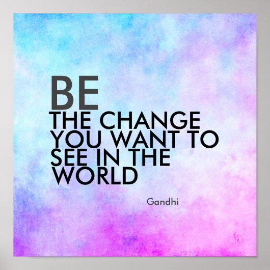 Gandhi quote be the change blue and purple ポスター (正面)
