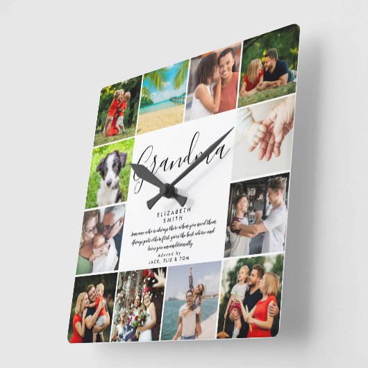 Gandma引用文スモダンクリプト12フォトコラージュ スクエア壁時計 (傾斜)