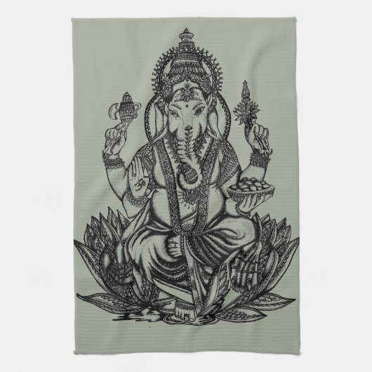 Ganeshのイラストレーション キッチンタオル (縦)