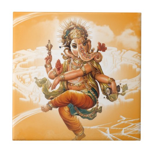 GANESHのヒンズー教の神 タイル (正面)