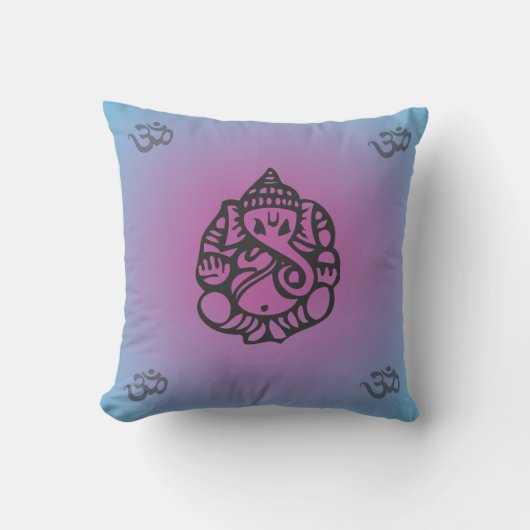 Ganeshのヨガの枕青か紫色 クッション (正面)