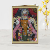 Ganeshの写真のDiwaliカード-ポートレート カード (黄色い花)