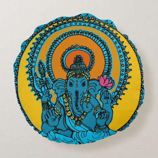 ganeshの枕 ラウンドクッション (裏面)