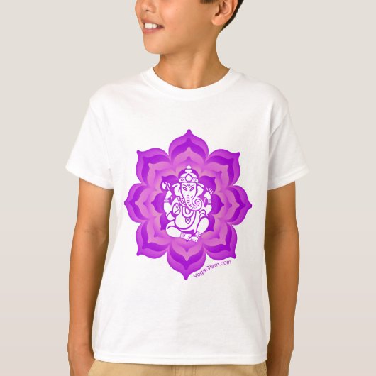 Ganeshの紫色のデザイン Tシャツ (正面)