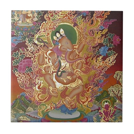 Ganeshの4武装したタイル タイル (正面)