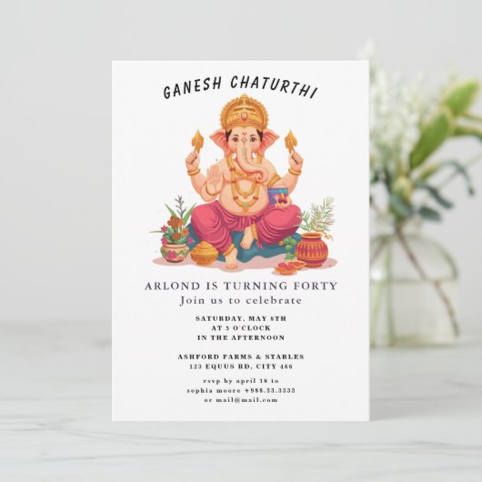 ganesh chaturthi Birthday Invitation 招待状 (スタンド正面)
