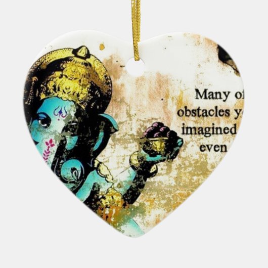 Ganesh Ganeshaヒンズー教のインドのアジアゾウの神 セラミックオーナメント (正面)