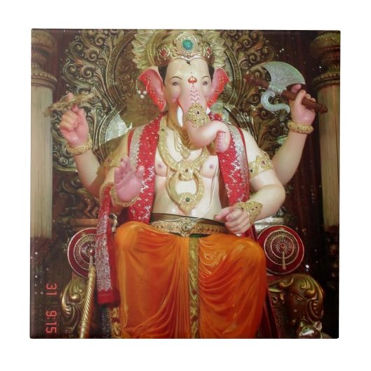 Ganesh Ganeshaヒンズー教のインドのアジアゾウの神 タイル (正面)