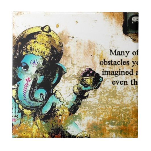 Ganesh Ganeshaヒンズー教のインドのアジアゾウの神 タイル (正面)