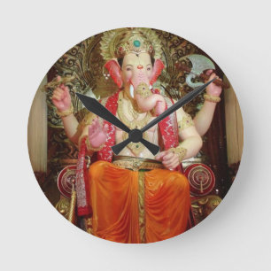Ganesh Ganeshaヒンズー教のインドのアジアゾウの神 ラウンド壁時計