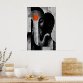 Ganesh Wall Art Minimalist Elephant Head - Orange ポスター (キッチン)