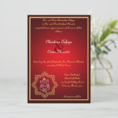 Ganeshaかヒンズー教の赤いSpi 5x7結婚式招待状の主 招待状 (スタンド正面)