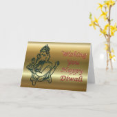 GaneshaのDiwaliのインドの光のフェスティバル カード (黄色い花)