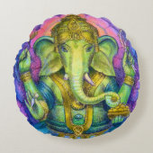 Ganesha象の仏の円形の枕幸運 ラウンドクッション (正面)