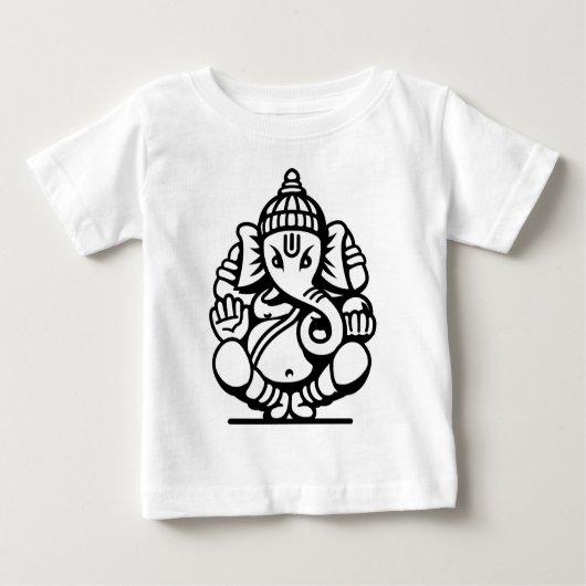 Ganesha象第4 (黒) ベビーTシャツ (正面)