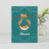 Ganesha blessing an sleeping Indian baby boy 案内状 (スタンド正面)