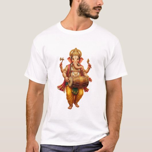 Ganesha dancing while playing the madal tシャツ (正面)