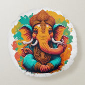 Ganesha, ganesh, ganapati障害物の除去#1 ラウンドクッション (裏面)