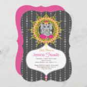 Ganesha girl Baby shower 5" x 7"招待カード 招待状 (正面/裏面)
