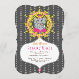 Ganesha girl Baby shower 5" x 7"招待カード 招待状