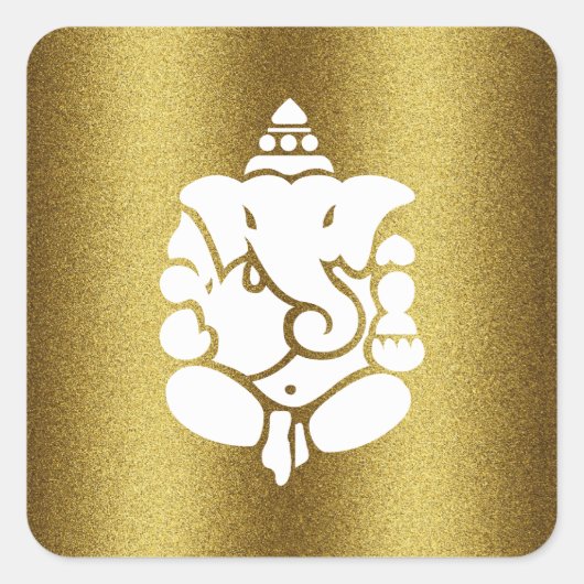 Ganesha Golden Glitter Design スクエアシール (正面)